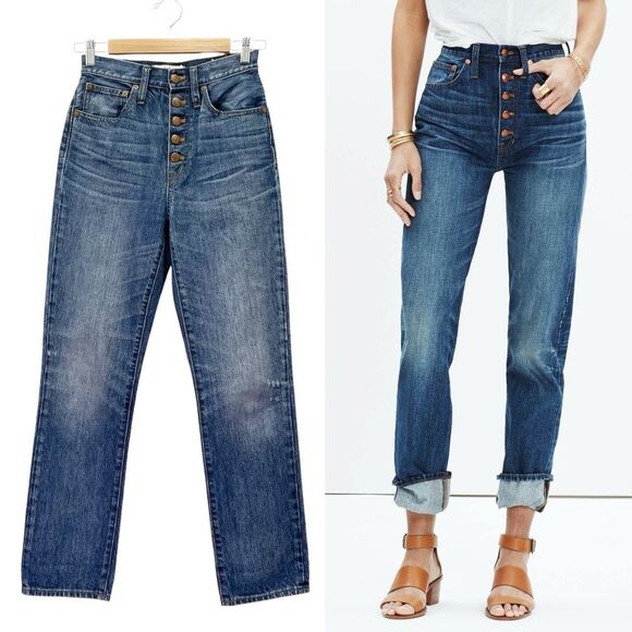 Madewell Rivet & Thread Boyjean Linwood Wash Size 25 | 0 Straight Leg High Waist - Picture 10 of 10
